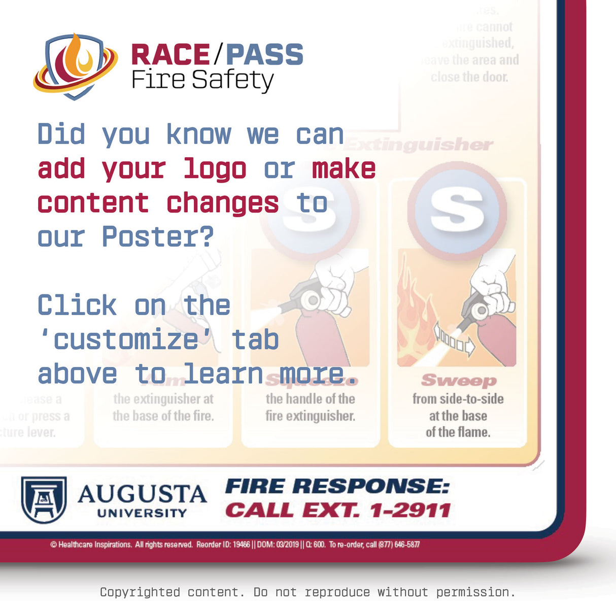 RACE/PASS Fire Safety Poster.  Did you know we offer customization options for our Badgie Cards? You can add your logo or make content changes. Just click on the Customize tab above to learn more.